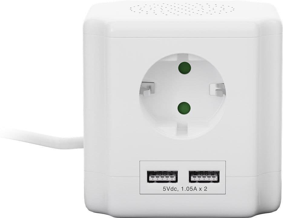Cube de prise à 4 voies avec commutateur, 2 ports USB et verrou de sécurité pour enfants - ATTENTION PRISE DE TYPE F
