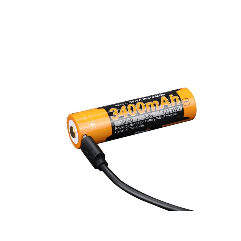 Fenix ARB-L18-3400U 18650 Batterie Li-Ion protégée 3400mAh, avec fonction de chargement USB, 70x18,6 mm